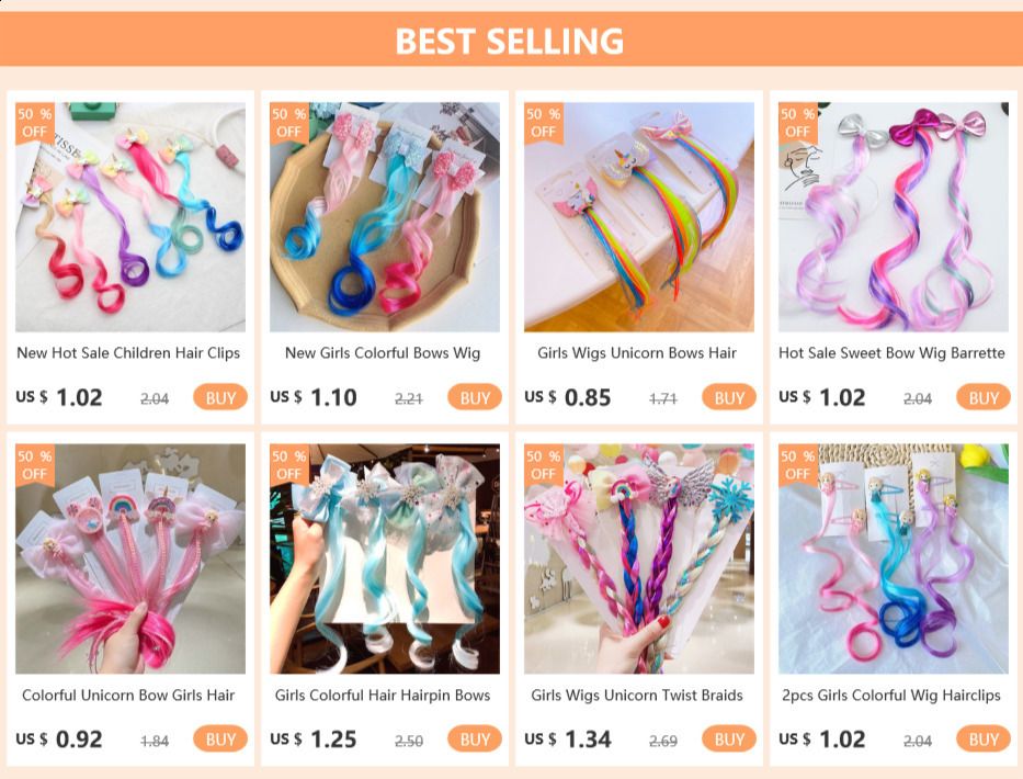 Children Unicorn Colorful Wig Hairpins Hair Accessories Kids Girls detail view 1