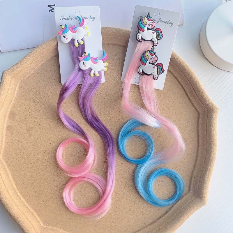 Children Unicorn Colorful Wig Hairpins Hair Accessories Kids Girls detail view 4