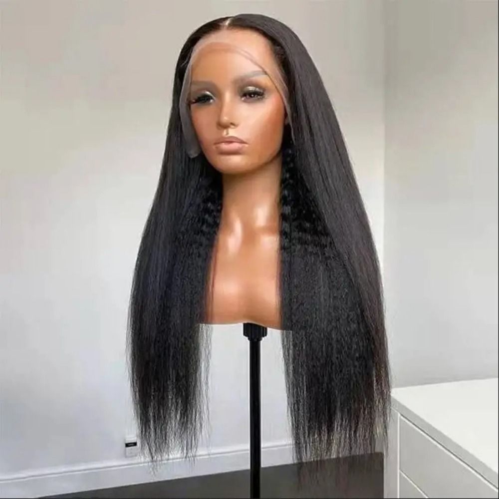 4C Edges Hairline Kinky Straight 360 Full Lace Wigs Yaki detail view 2