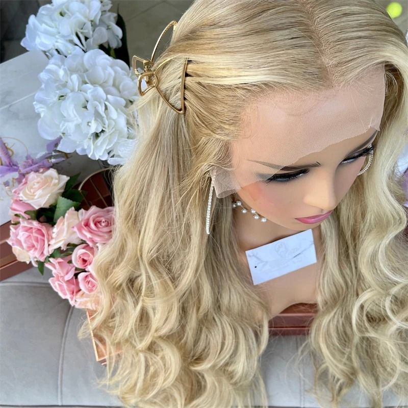 High Density Creamy Honey Blonde Platinum Balayage Wig Body Wave view 3