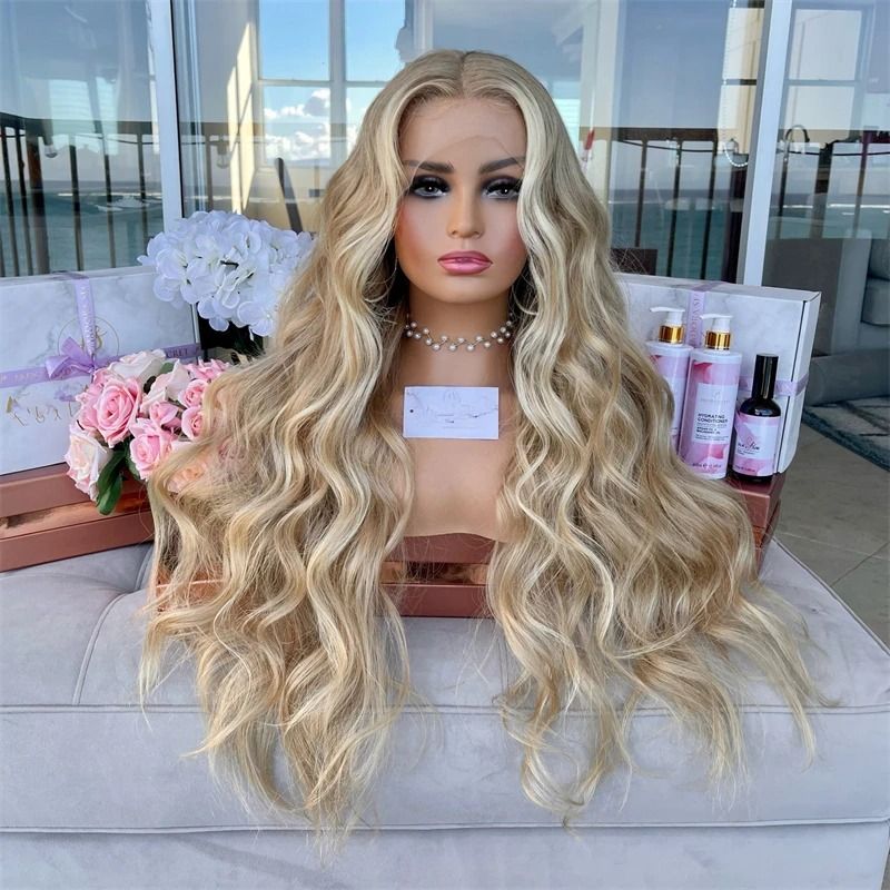 High Density Creamy Honey Blonde Platinum Balayage Wig Body Wave view 2