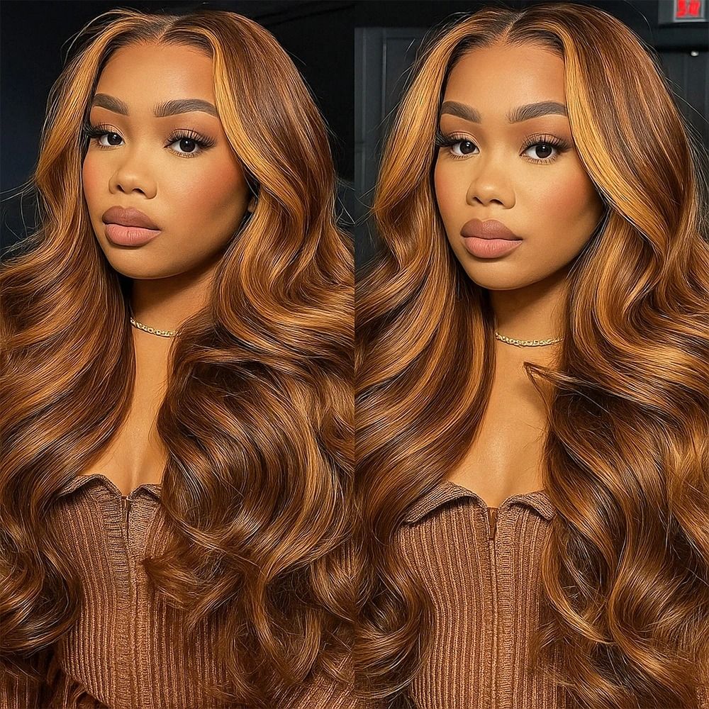 4/27 Balayage Blonde Highlight 13x6 Glueless Wigs Body Wave Human view 3
