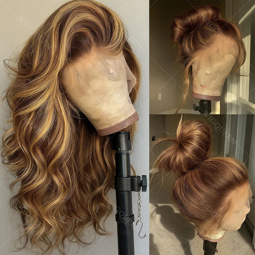 4/27 Balayage Blonde Highlight 13x6 Glueless Wigs Body Wave Human
