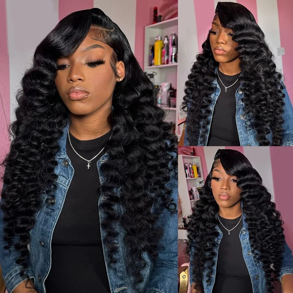 Deep Wave Human Hair Wig 250% Density and go 13x6 view 2