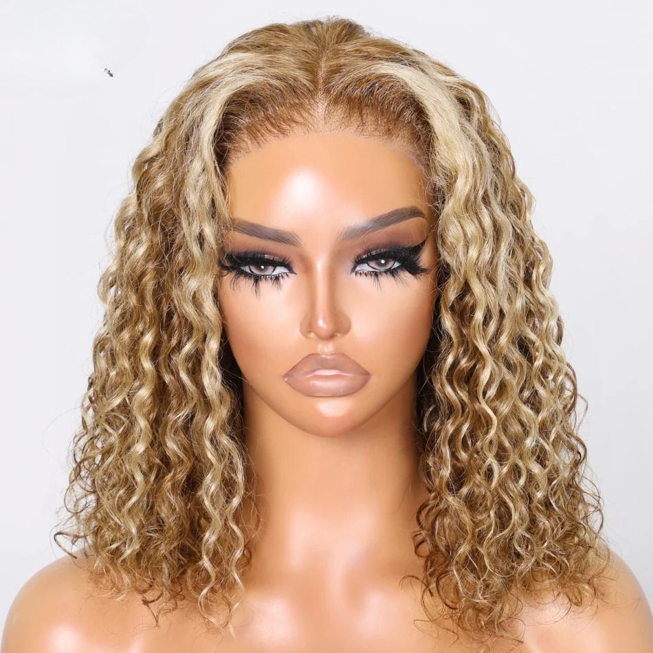 Hd Lace woman Wig Glueless Water Wave Short Bob Human view 3