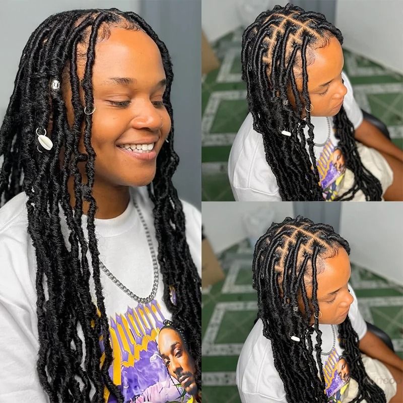 Burgundy 360 Full Lace Box Braided Wig For Black Women detail view 3