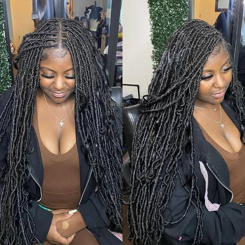 Burgundy 360 Full Lace Box Braided Wig For Black Women detail view 2