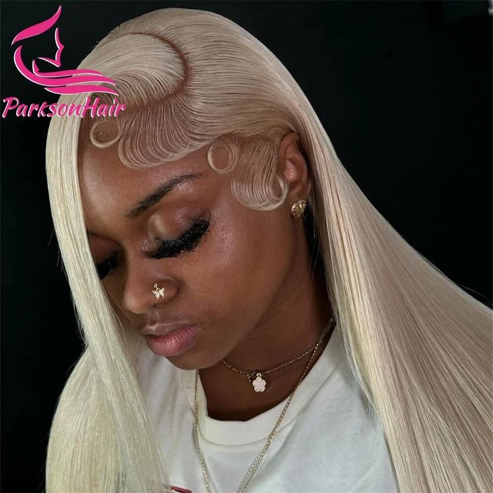 13*4 lace wig White 13X6 HD Platinum Ash Blonde 613 detail view 2