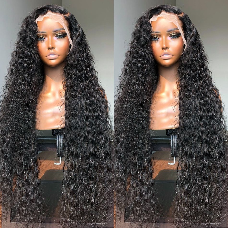 200density Black Glueless Curly Human Hair Wig for Women Water detail view 4