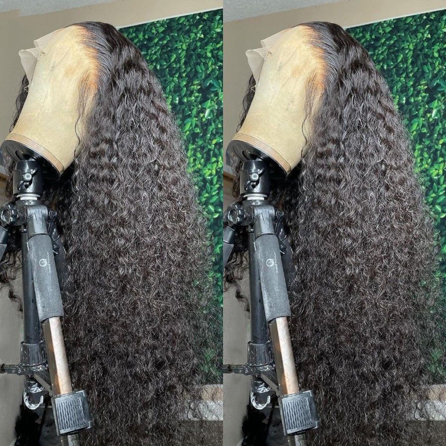 200density Black Glueless Curly Human Hair Wig for Women Water detail view 1