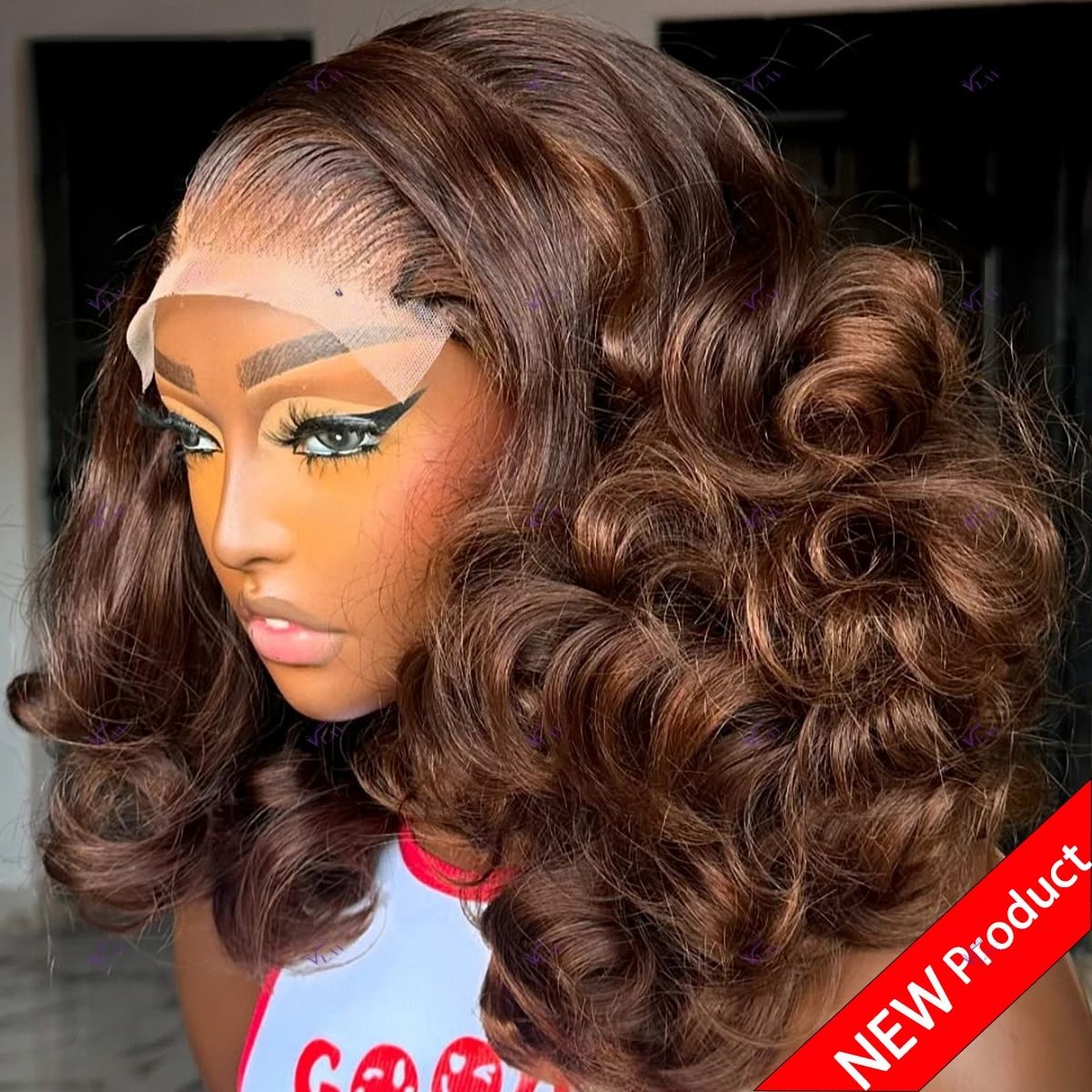 300 Density Glueless Wig Human Hair Bouncy Curly Short Lace view 2
