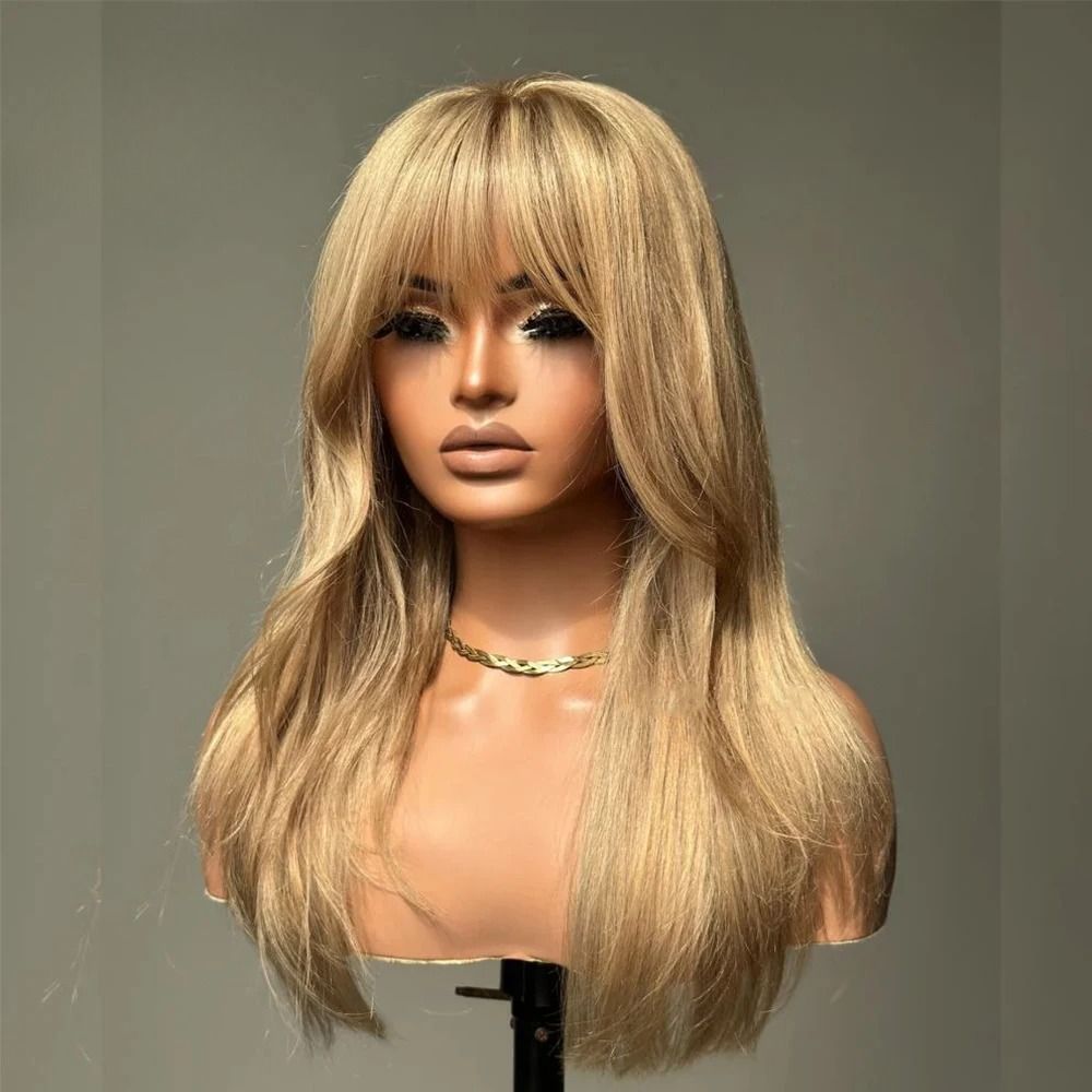 Honey Blonde Bangs Straight Wig view 3