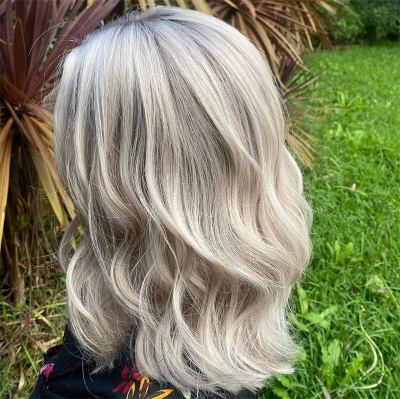 13x4 White Platinum Ash Blonde Bob Lace Front Wig Body view 3