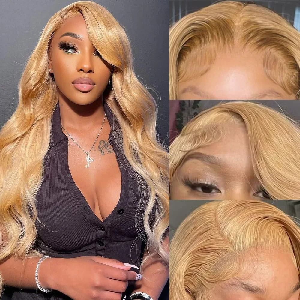 Honey Blonde Human Hair Wig Body Wave 13X4 Lace Front