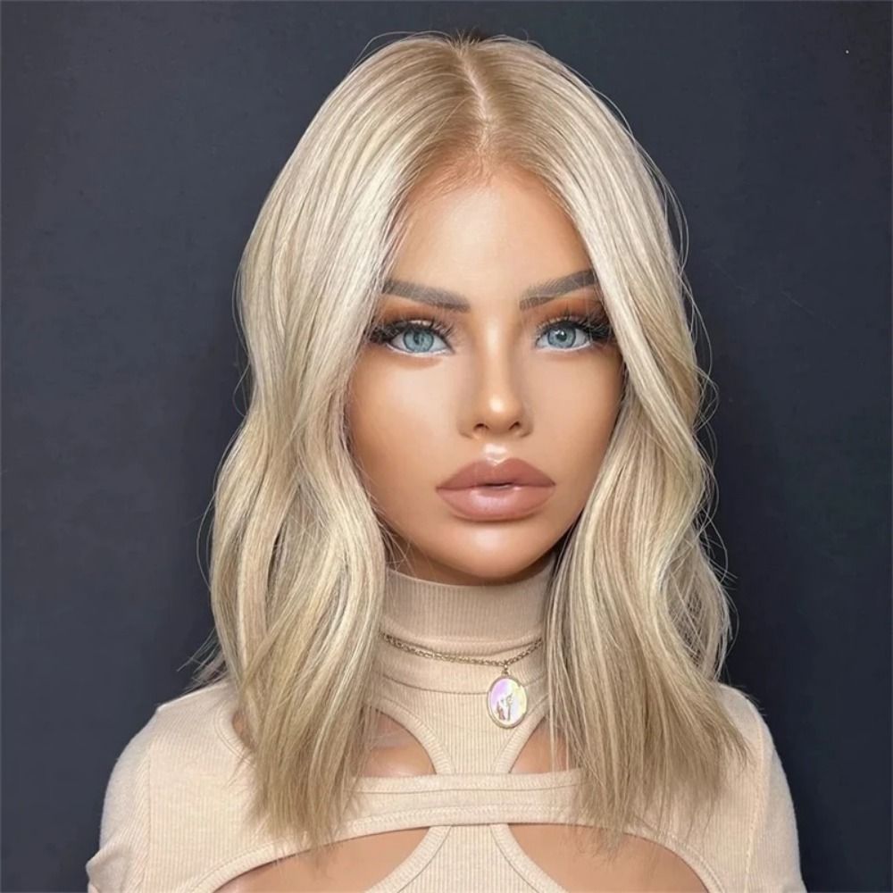 Platinum Ash Blonde 13x4 HD Lace Curly Bob Wig view 3