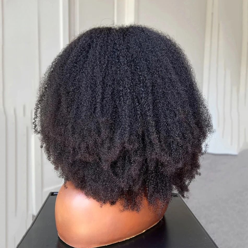 Short Bob Afro Kinky Curly Wig Human Hair 13x4 HD view 2