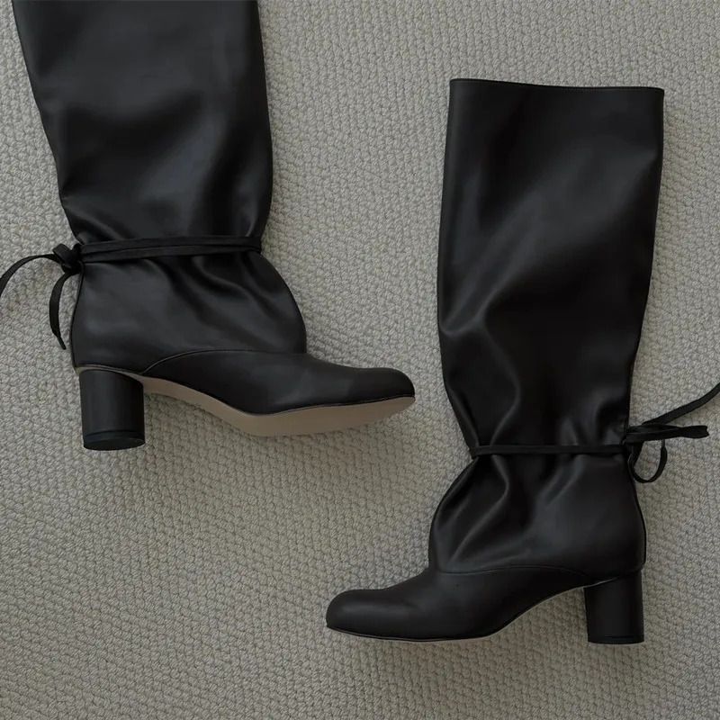 Star Style Fashion Patent Leather Silver Split Toe Tabi Women Ankle Autumn Winter High Heels Chunky Chelsea Boots Shoes_voghion.com