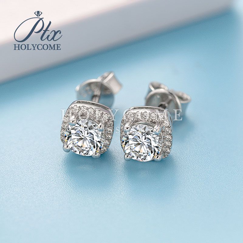 Holycome Moissanite Earrings 1 Carat Square Halo Lab... From Holycome128, &Price; | DHgate.Com - Image 5