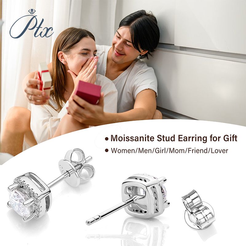 Holycome Moissanite Earrings 1 Carat Square Halo Lab... From Holycome128, &Price; | DHgate.Com - Image 3