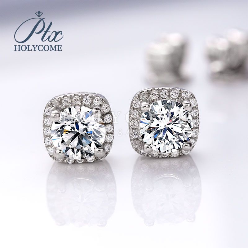 Holycome Moissanite Earrings 1 Carat Square Halo Lab... From Holycome128, &Price; | DHgate.Com
