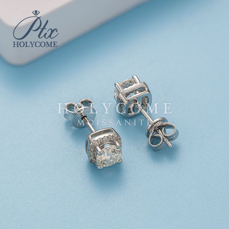 Holycome Moissanite Earrings 1 Carat Square Halo Lab... From Holycome128, &Price; | DHgate.Com - Image 4