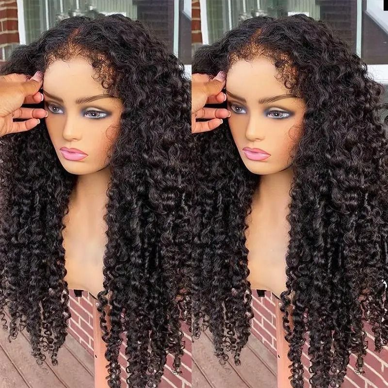 250% Kinky Curly Human Hair Wig 4c Edges Deep Wave view 3