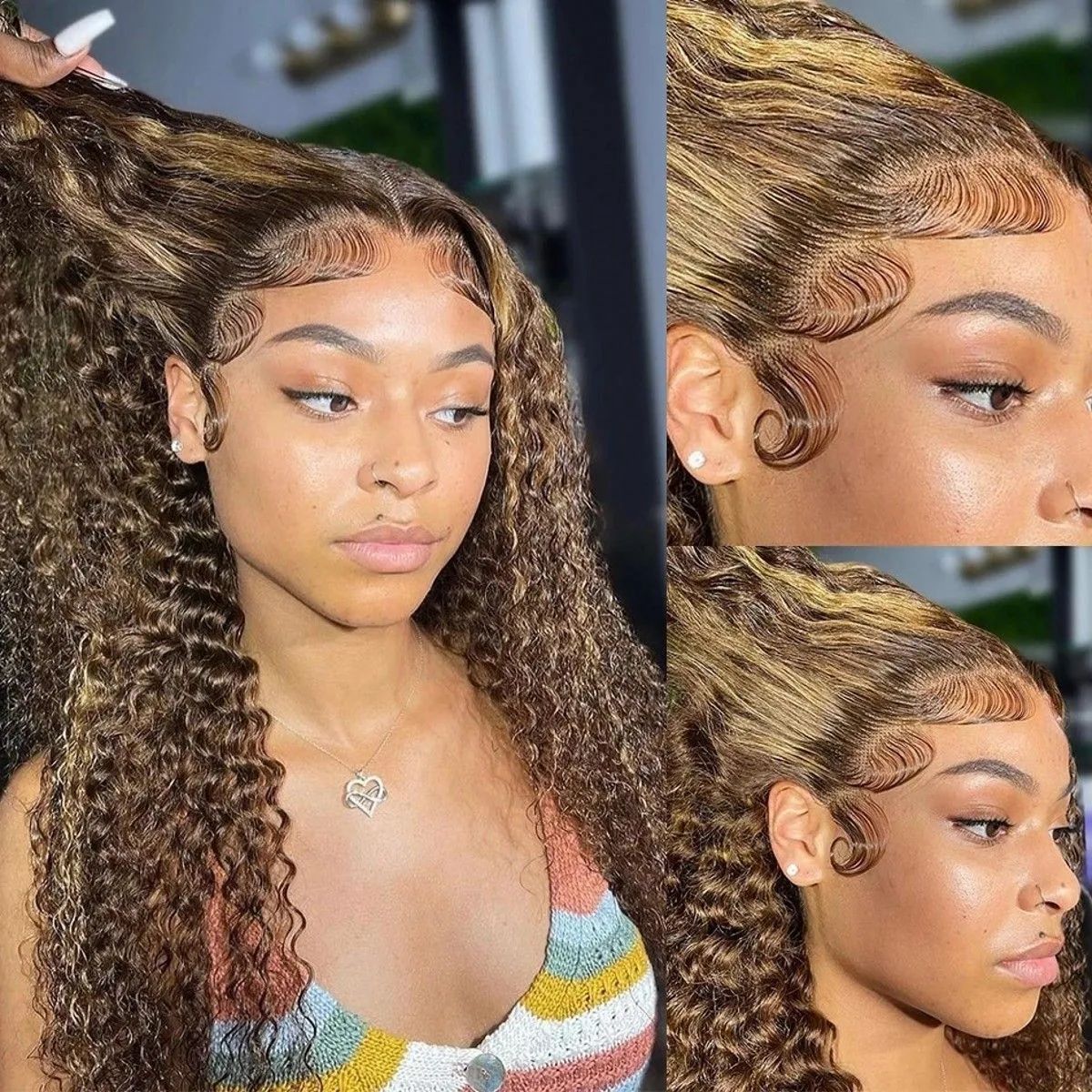 Brazilian Water Curly Glueless Loose Deep Wave 13x4 HD Lace detail view 5