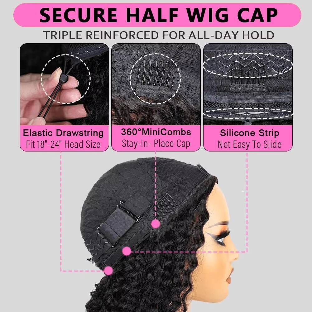 Half Wig Human Hair Glueless Wig 3 in 1 With detail view 3