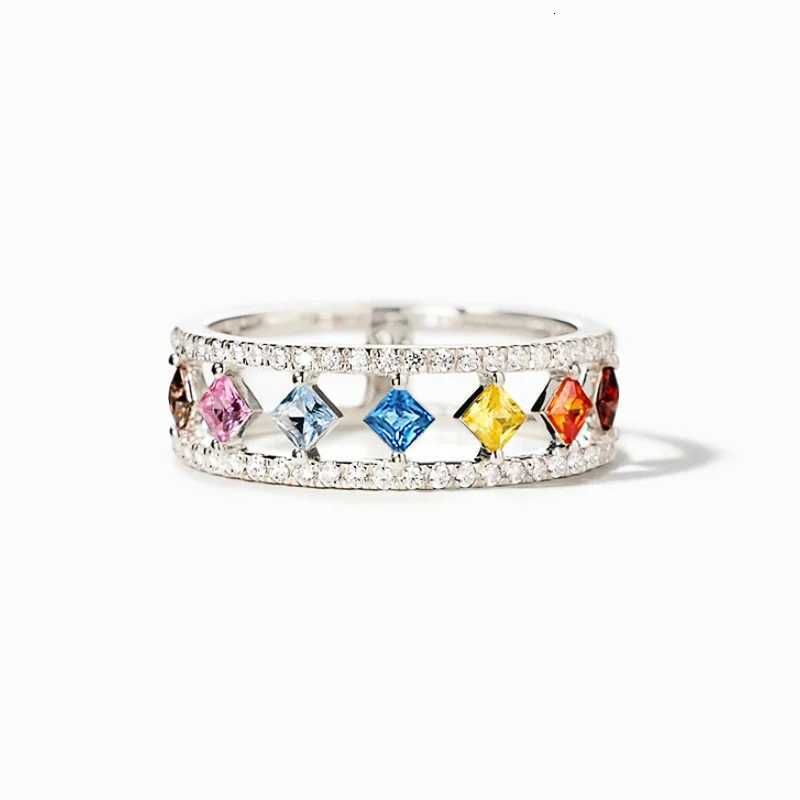 Anillos de mujer Huitan Colorful Princess CZ, joyería de moda para dedos, accesorios diarios de color plata para fiestas de compromiso._voghion.com