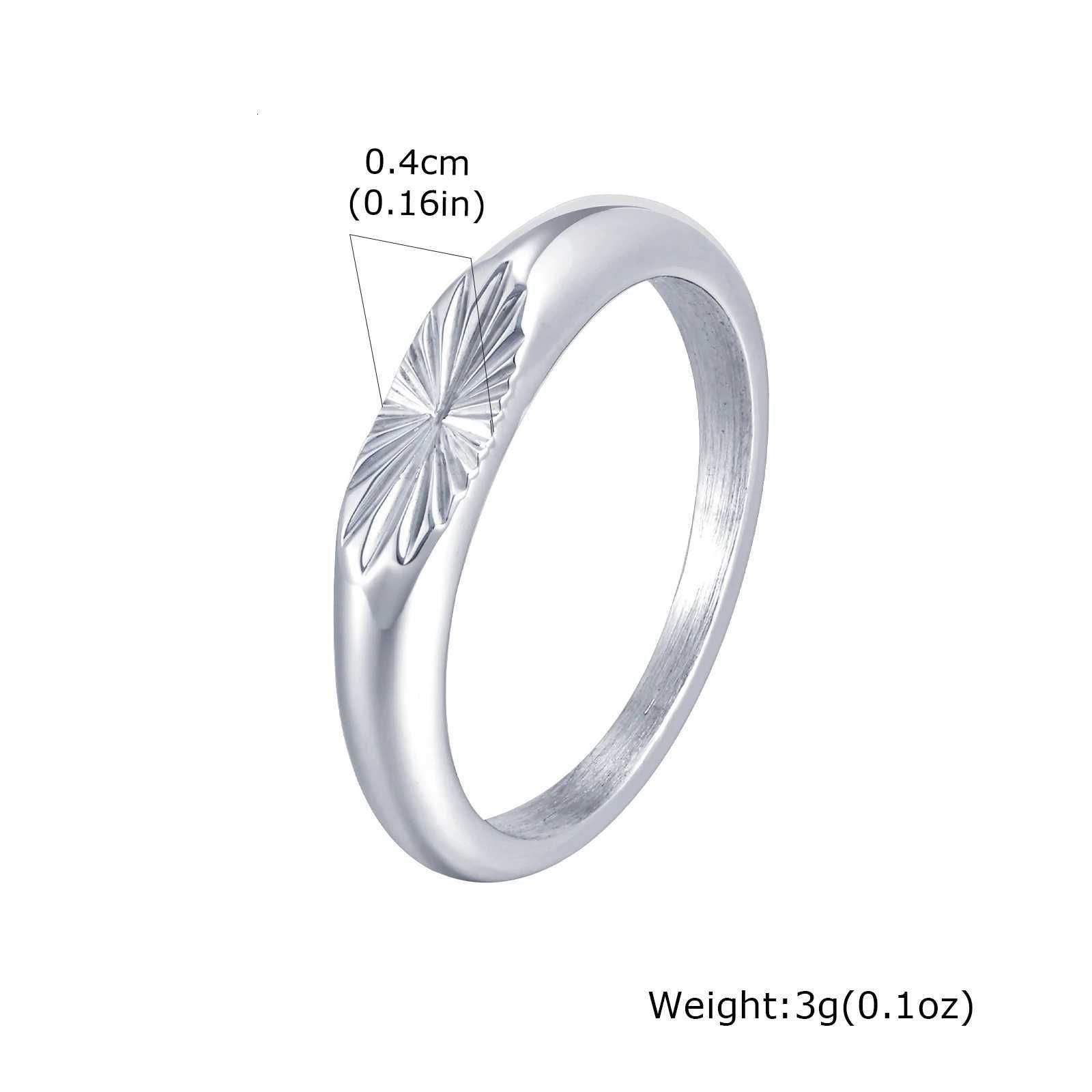 Minimalist Silver Color Mens RingEmbossing Radiation Sunburst Stainless Steel Tail RingStylish Wedding Finger Ring Gifts_voghion.com