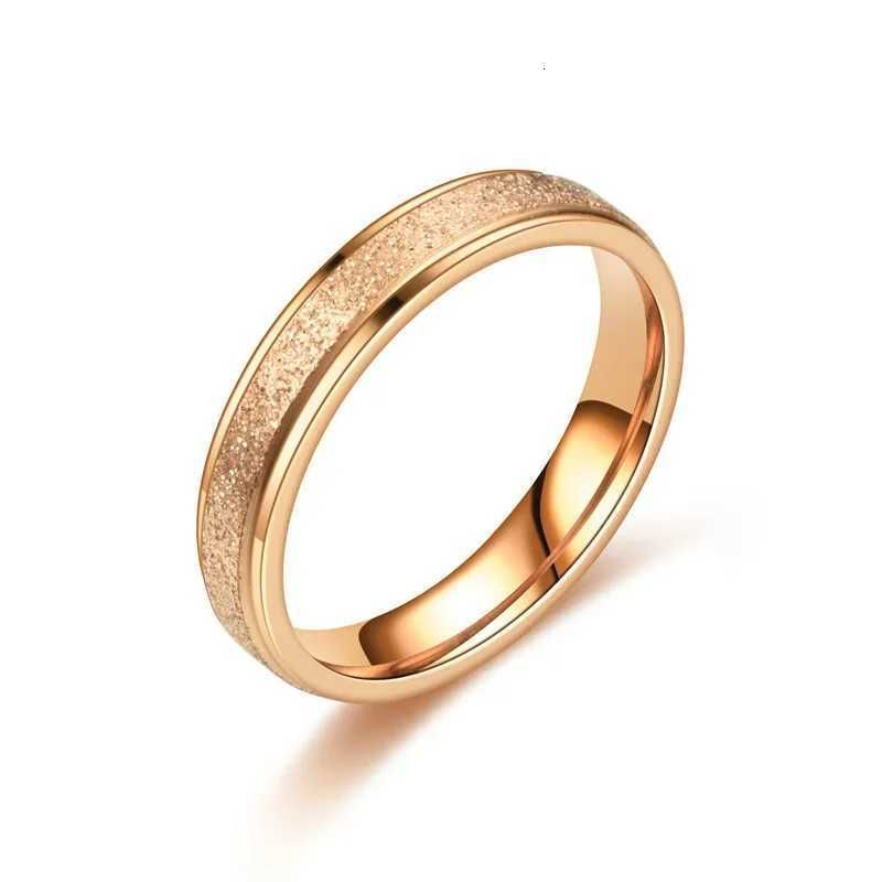 Rose Stainless Frosted Curved Large Size Ring Steel Color 6mm Wide Simple Geometric Type Gold Rings For Women M251215_voghion.com