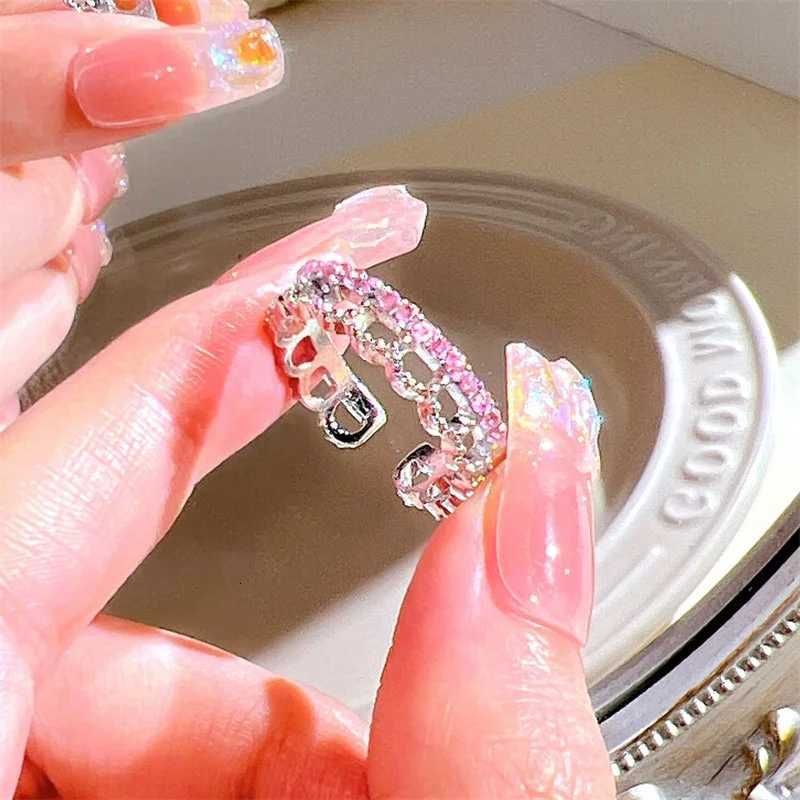 Set di 3 anelli aperti a forma di cuore con zirconi, stile gotico, dolce, geometrico, per ragazze, gioielli da festa Y2K, accessori_voghion.com