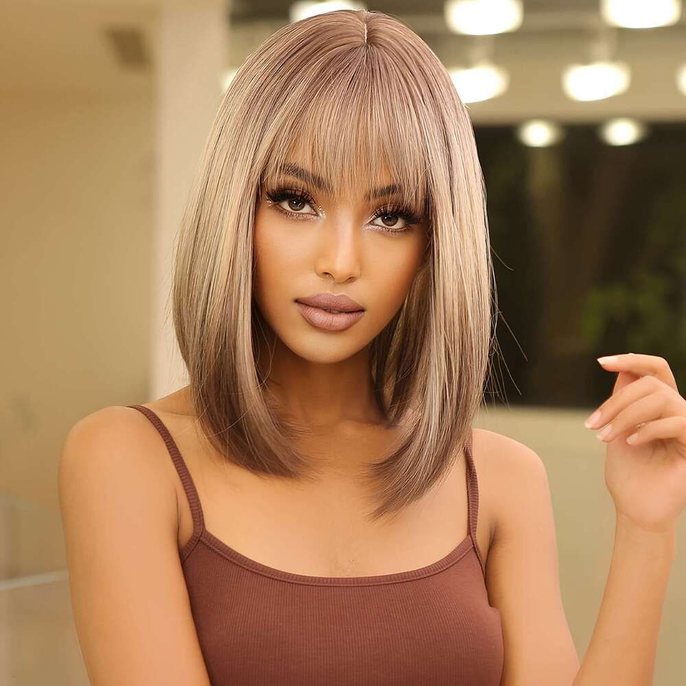 Gray Deep Part Straight Bob Wig with Silk-top finish
