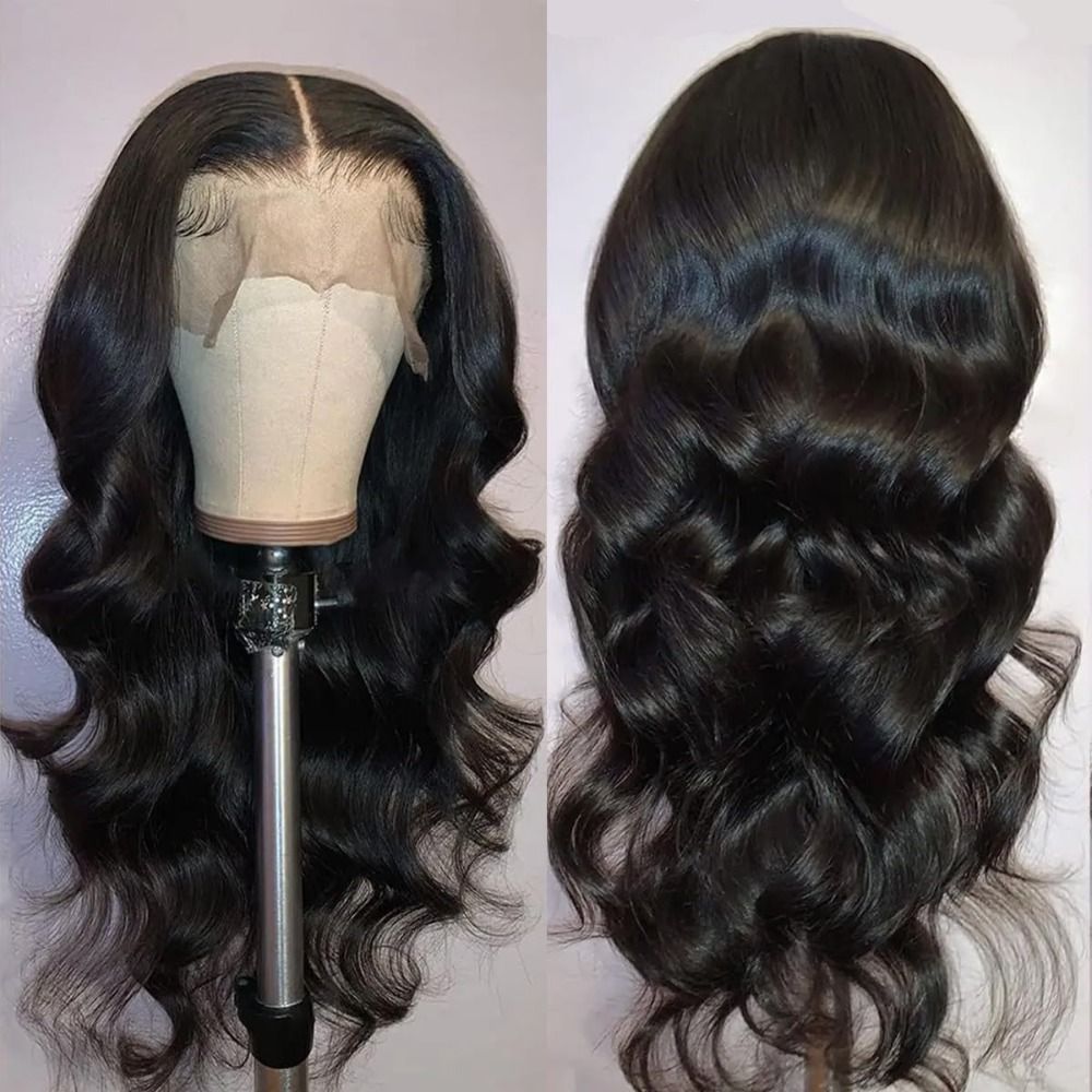 Brown Highlight Ombre Blonde Wig Dark Root Body Wave Human detail view 4