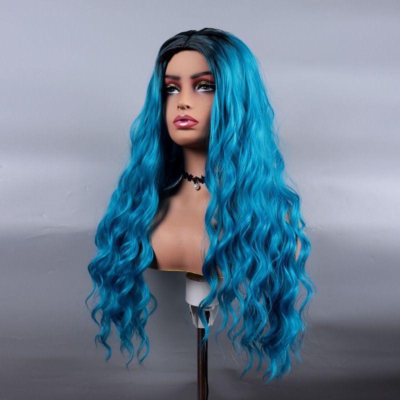 Cross border Women's Long Curly Wig with Cornrow Waves and view 3