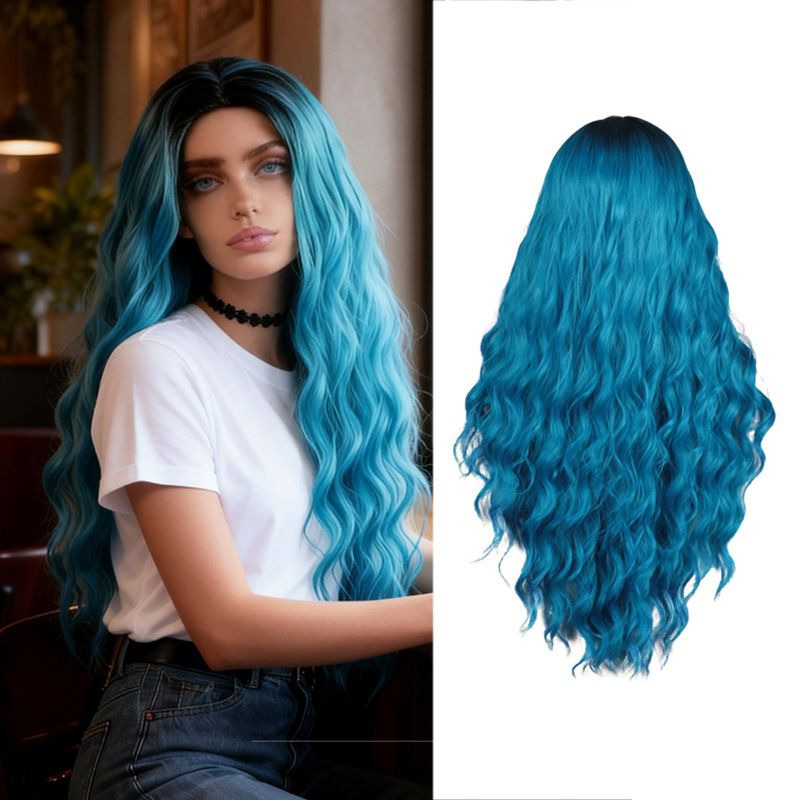 Cross border Women's Long Curly Wig with Cornrow Waves and