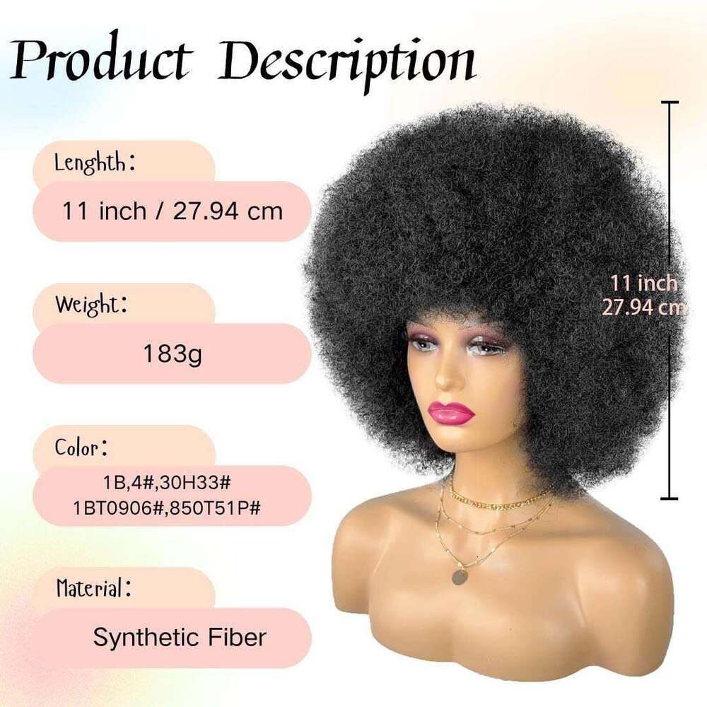 Fluffy African curly all hair adjustable hat Synthetic Wig, suitable detail view 5
