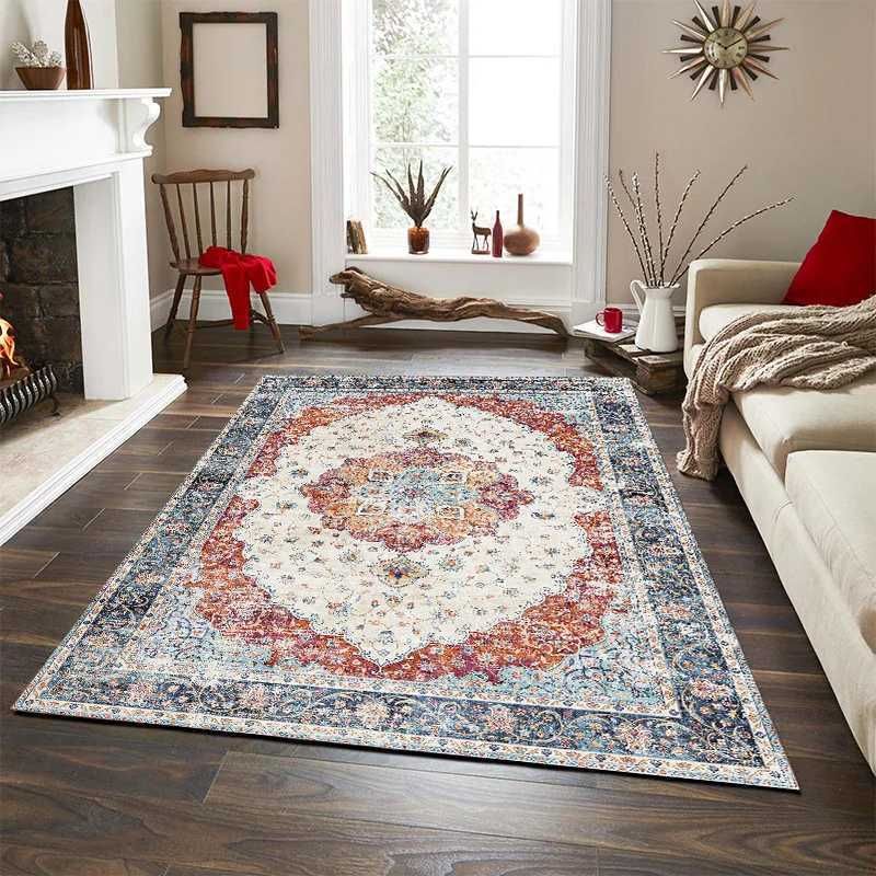 VIKAMA Tribal Rug Summer Tropical Area Rugs Wine Red 5 VIKAMA Tribal Rug Summer Tropical Area Rugs Wine Red - Image 5