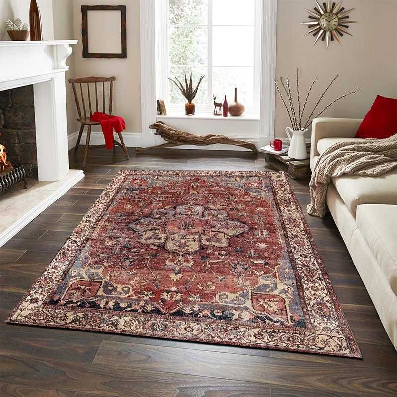 VIKAMA Tribal Rug Summer Tropical Area Rugs Wine Red 4 VIKAMA Tribal Rug Summer Tropical Area Rugs Wine Red - Image 4