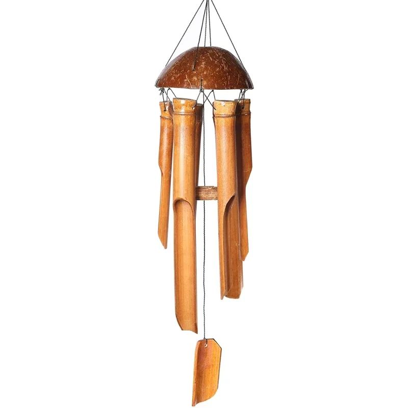 6 Tubes Bamboo Wind Chimes Hand Carved Outdoor.. - Image 3