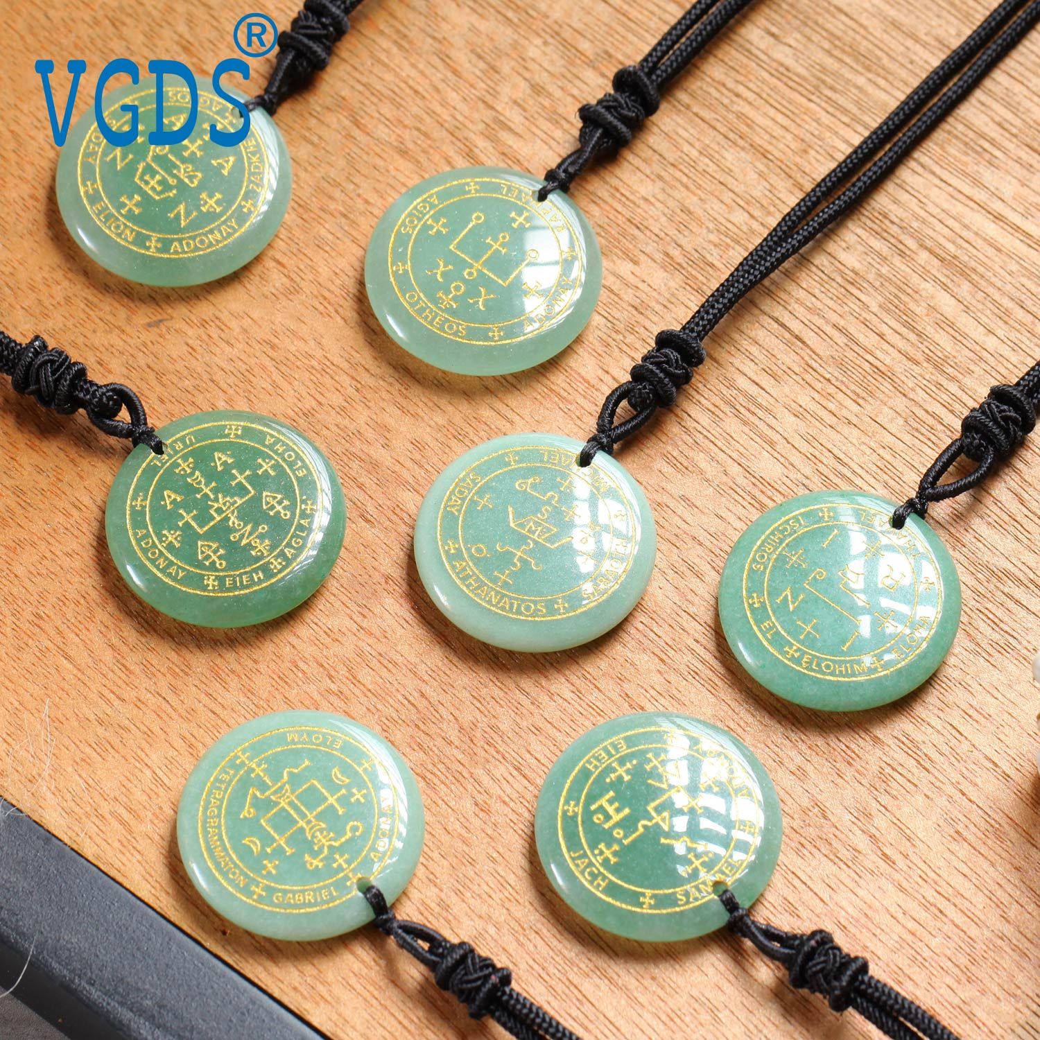 Seven Archangel Jade Green Aventurine Pendants - Image 5