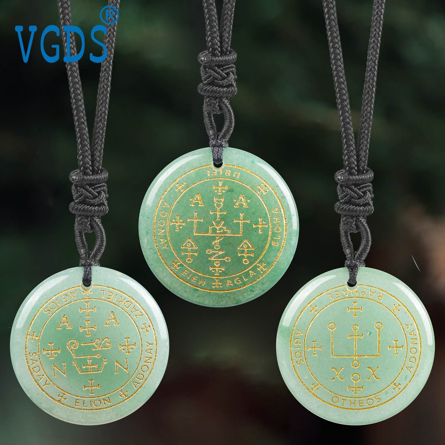 Seven Archangel Jade Green Aventurine Pendants - Image 4