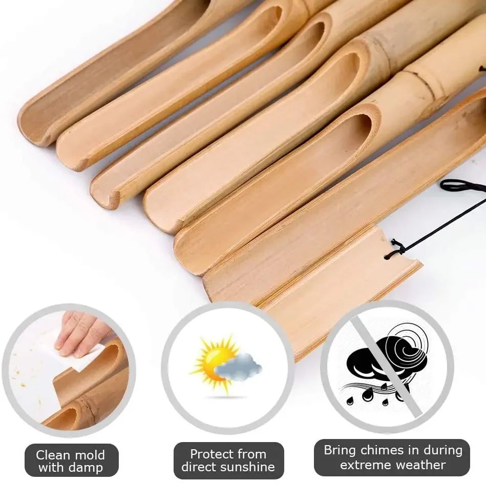 6 Tubes Bamboo Wind Chimes Hand Carved Outdoor.. - Image 5