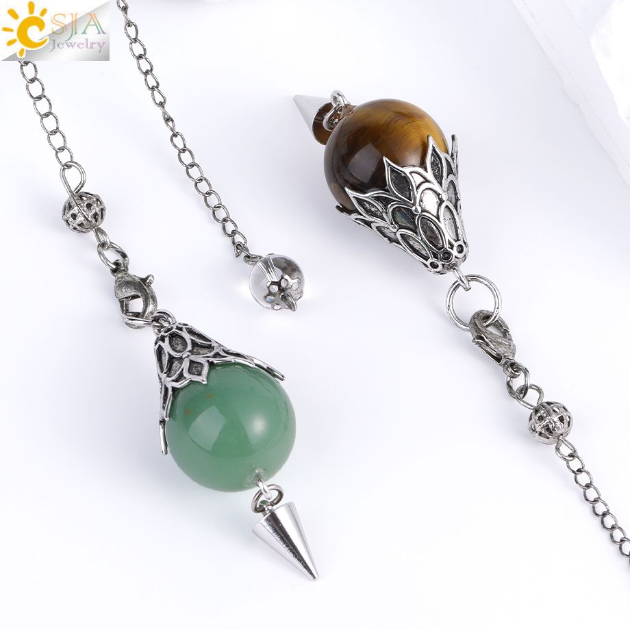 CSJA Natural Stone Round Bead Pendulum For Dowsing.. - Image 5
