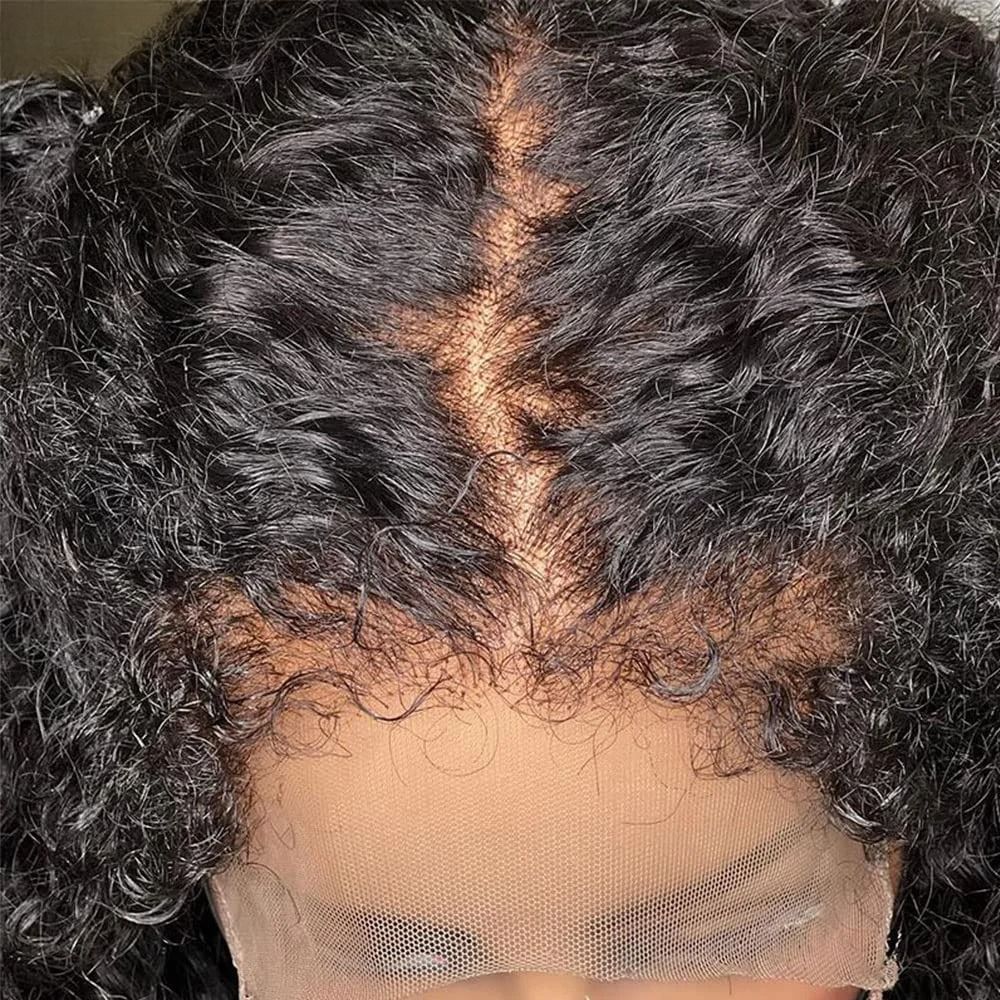 250% Kinky Curly Human Hair Wig 4c Edges Deep Wave