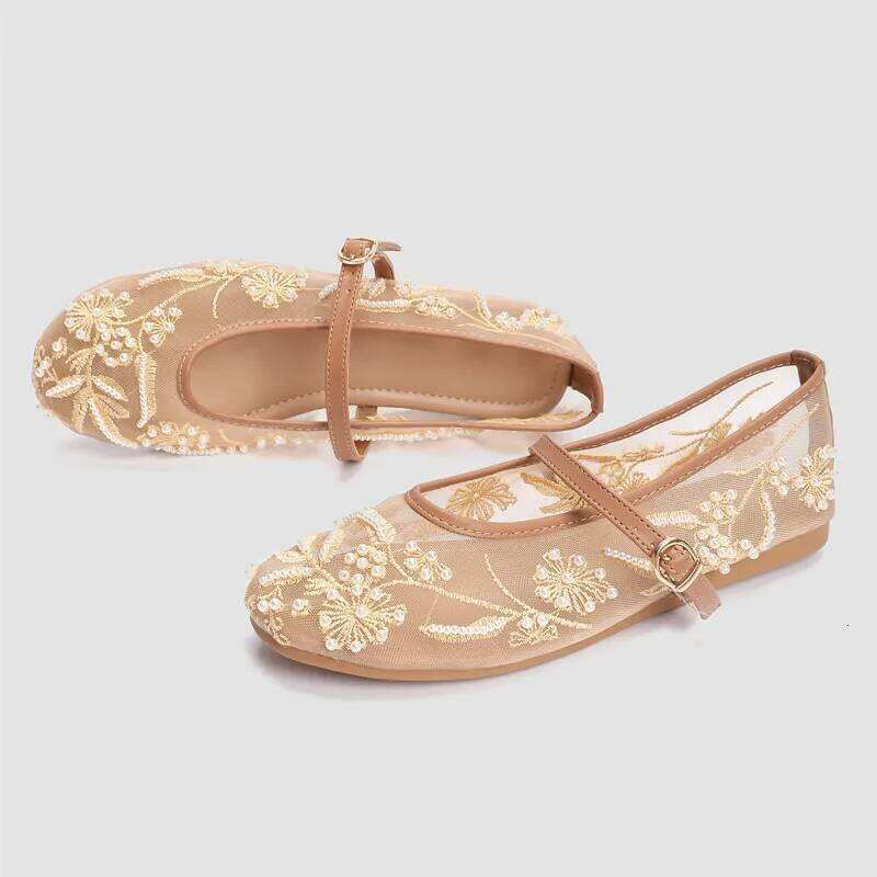 Scarpe Mary Jane da donna con ricamo, perline, rete, bianche e perle, leggere, estive, eleganti e comode, perfette per i viaggi._voghion.com