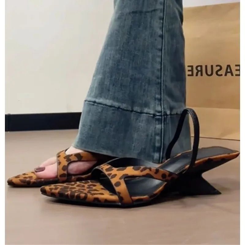 Leopard Womens Slippers Mid Heels Shoes Elegant Summer Sandals Sexy Pumps Flip Flops Party Sandalias De Mujer 250407_voghion.com