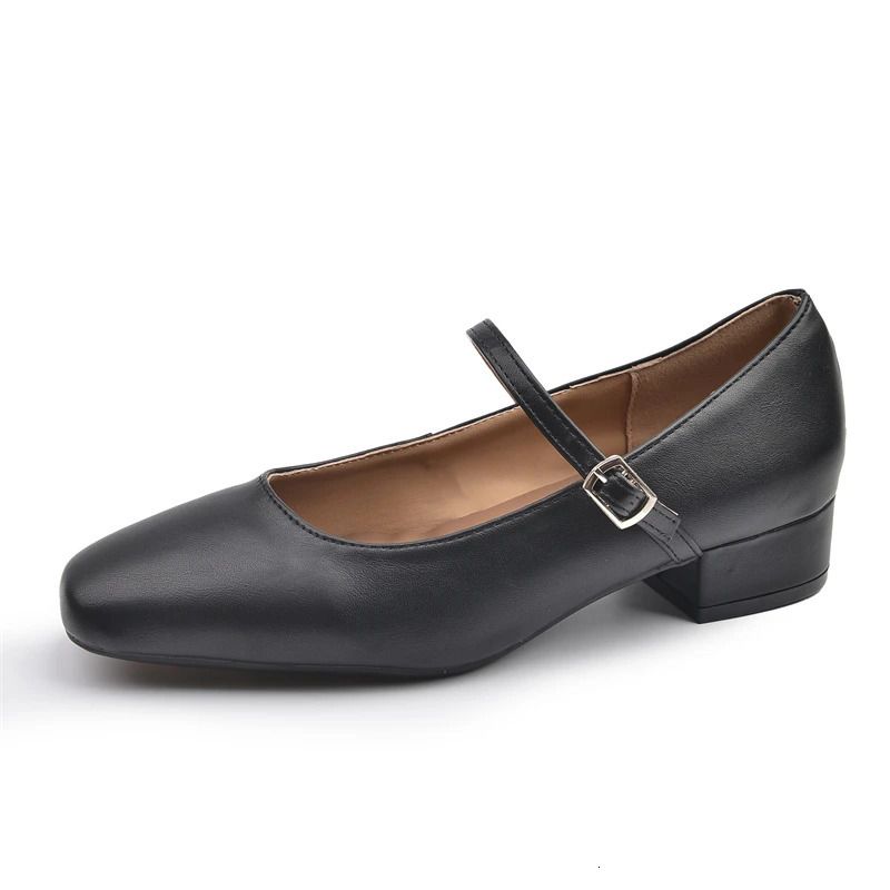 Mary Jane Damenschuhe, elegant, klassisch, Retro, eckige Zehenpartie, bequem, weich, flach geschnitten, niedriger Absatz, Modell 250407_voghion.com
