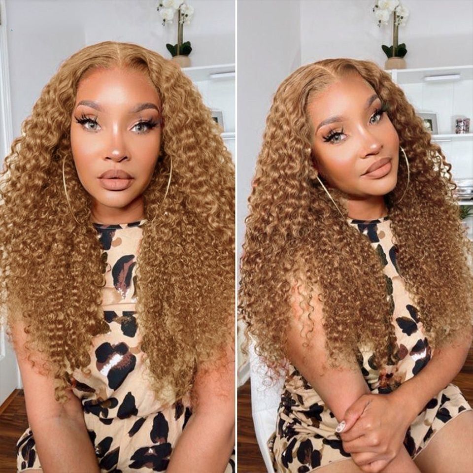 Mogolian Reddish Brown Jerry Curly 13x4 Lace Front Wig 250%Remy detail view 6