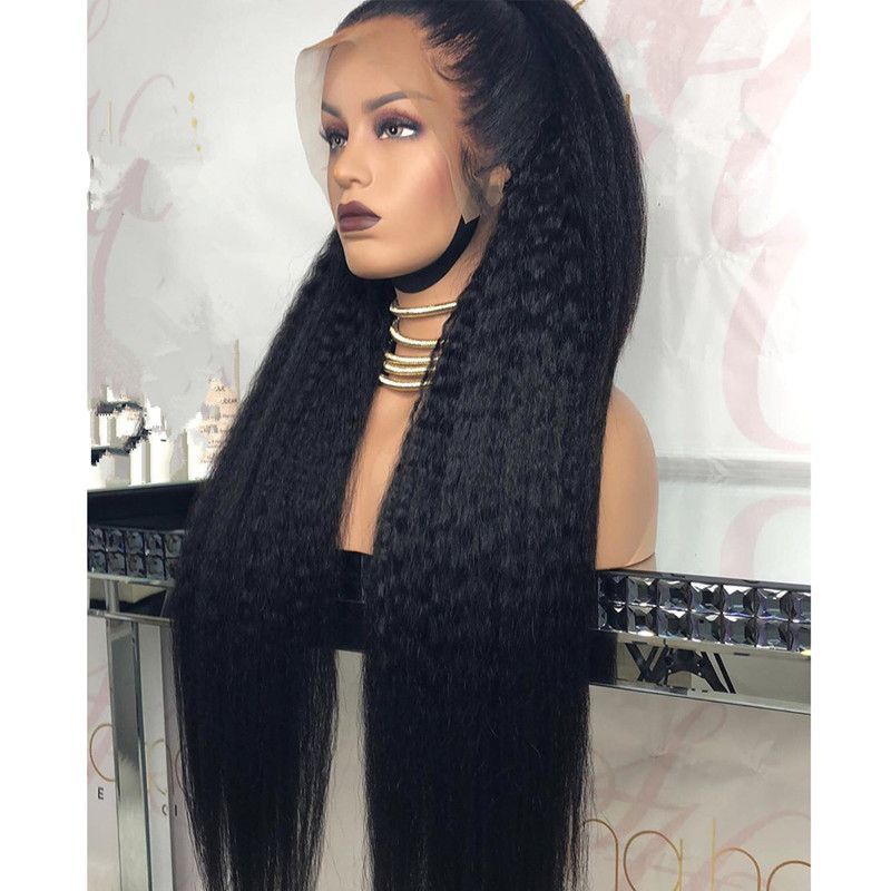 4C Edges Hairline Kinky Straight 360 Full Lace Wigs Yaki detail view 4